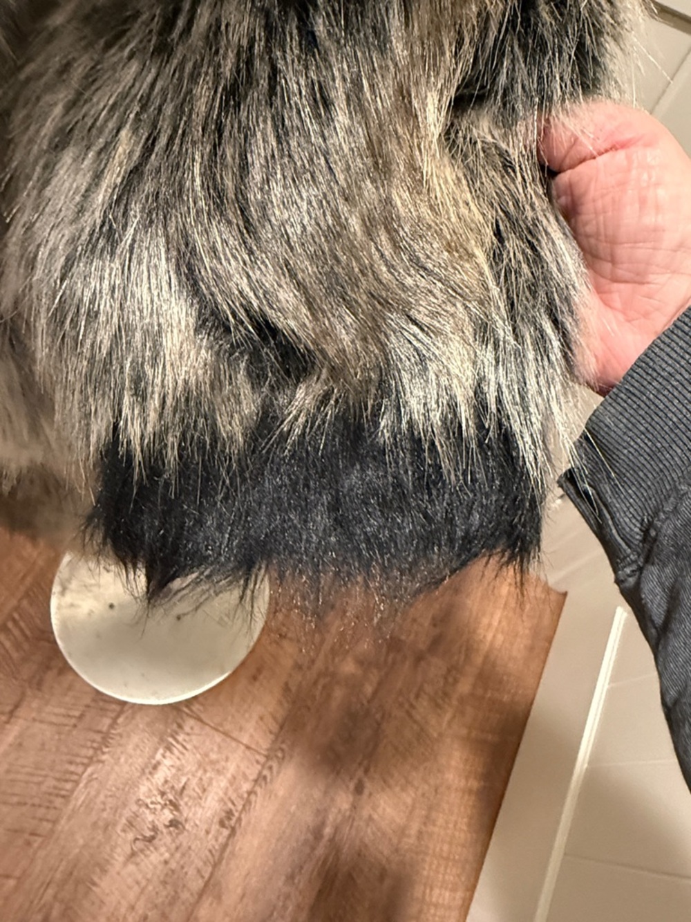 Vintage SPIRITHOODS 2019 Grey Wolf Med Classic Vegan Fur Peacoat Double Breasted - Picture 13 of 17